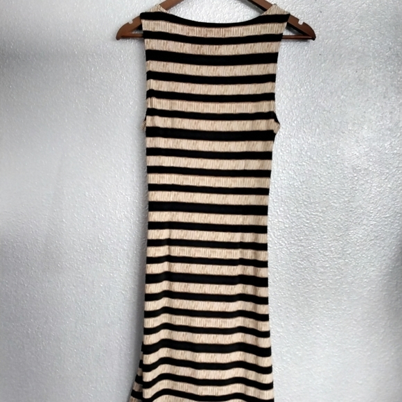 Loft Black & Tan Diagonal Stripes With Ruching At the Waist  Size S - Picture 2 of 4